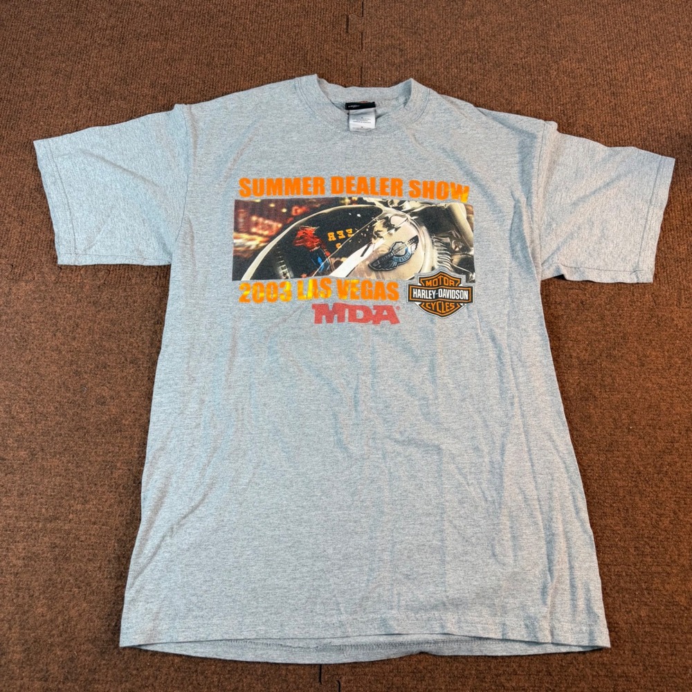 Harley-Davidson Las Vegas 2003 Summer Dealer Show MDA Graphic Tee Gray Mens M